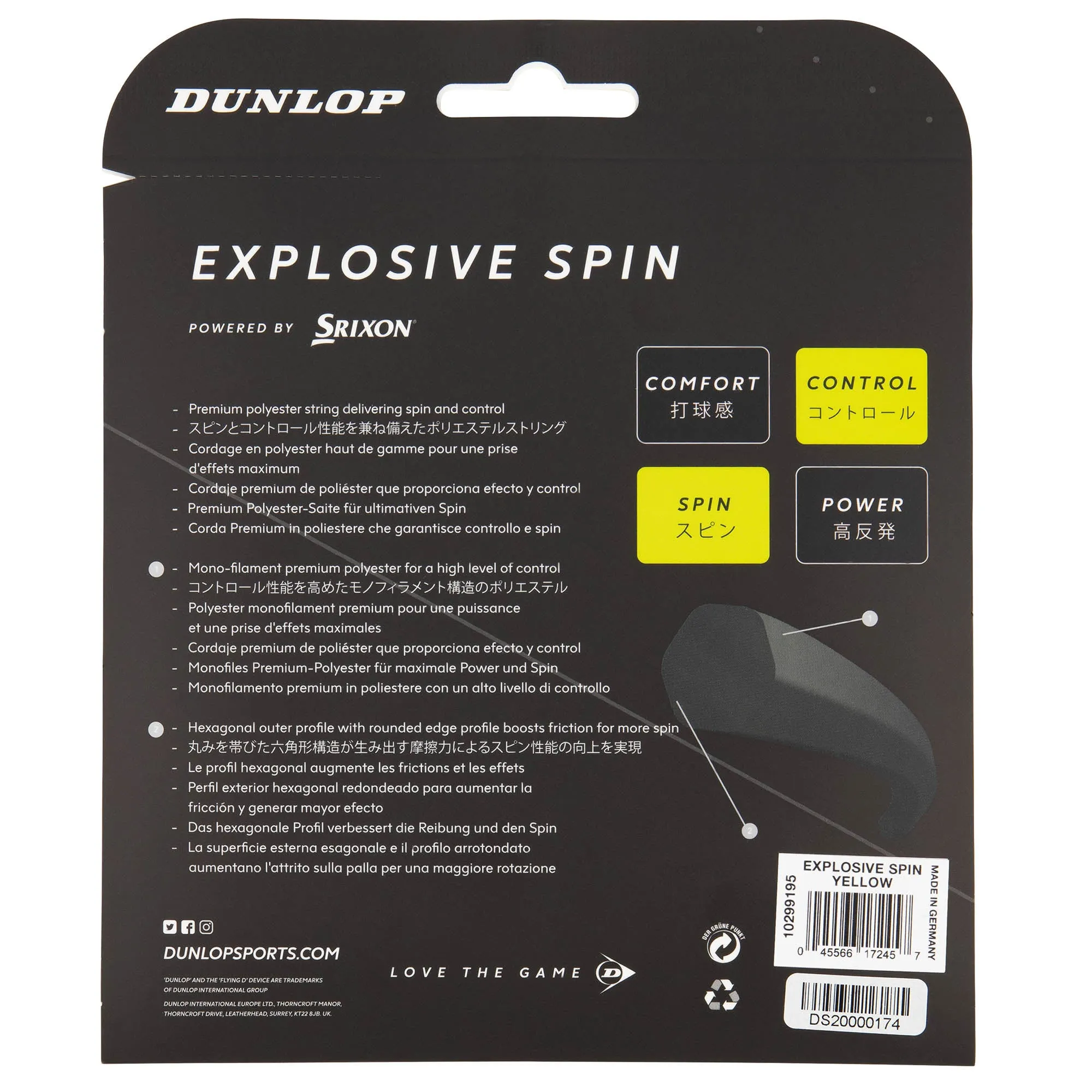 Dunlop Explosive Spin Tennis String Set