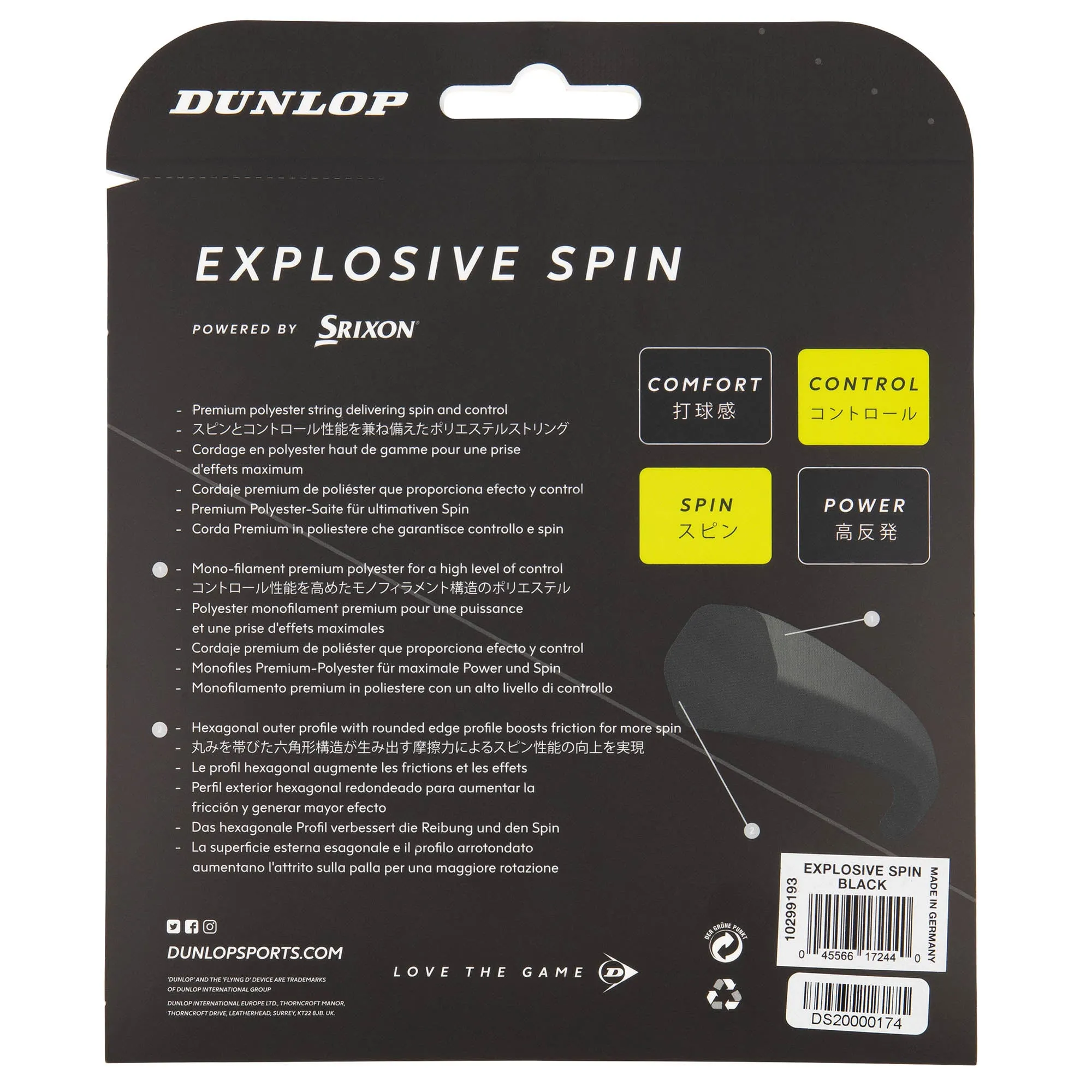 Dunlop Explosive Spin Tennis String Set