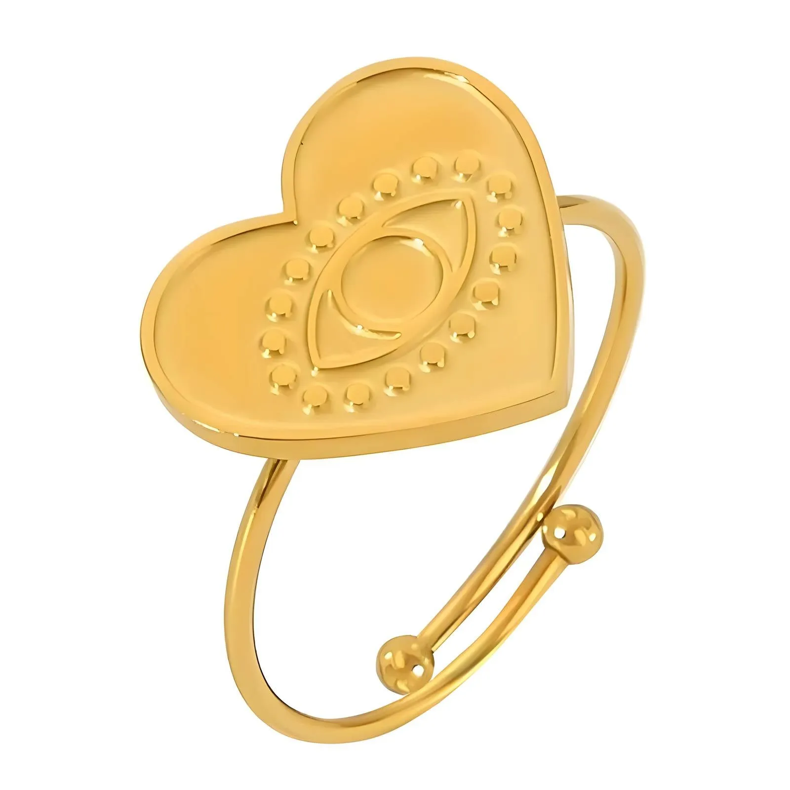 Evil Eye Heart Ring - Gold Plated