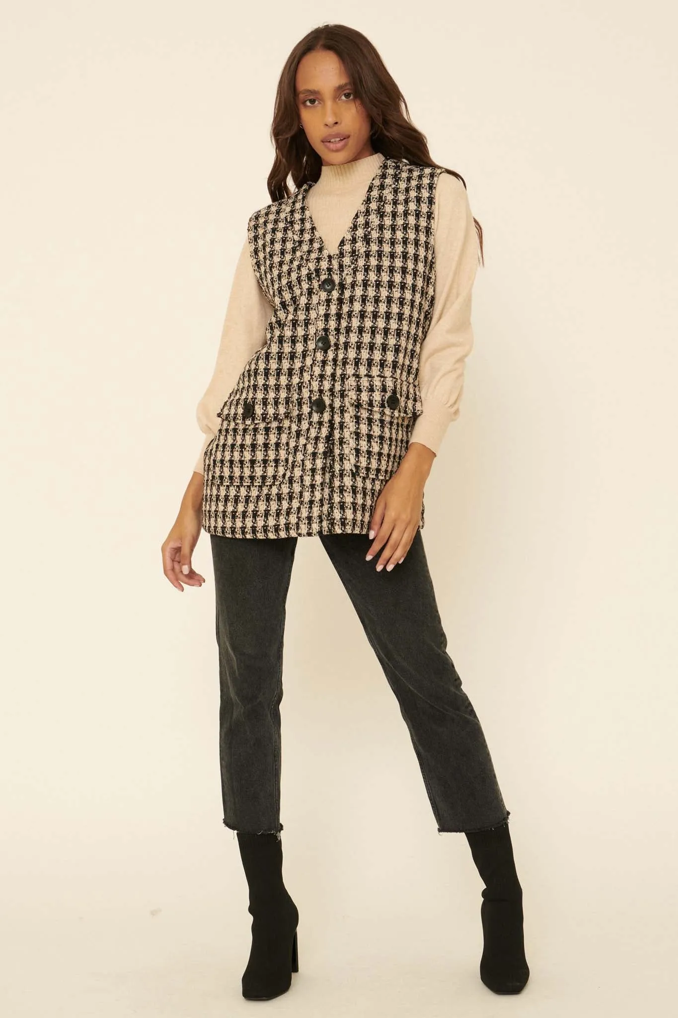 Field Guide Plaid Tweed Utility Vest