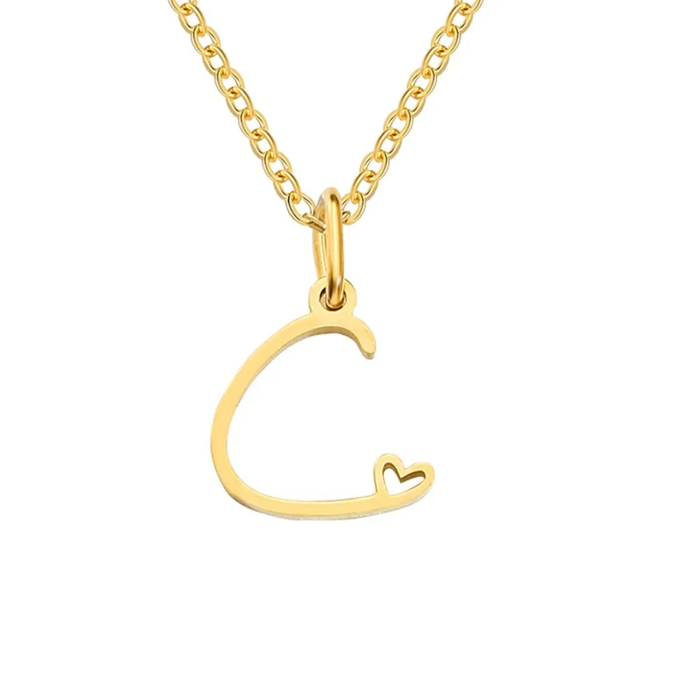 Gold Letter Heart Necklace