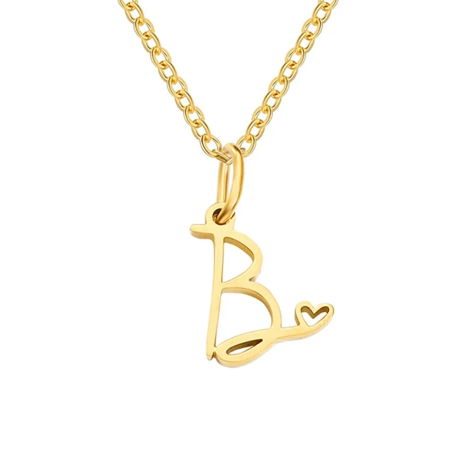 Gold Letter Heart Necklace