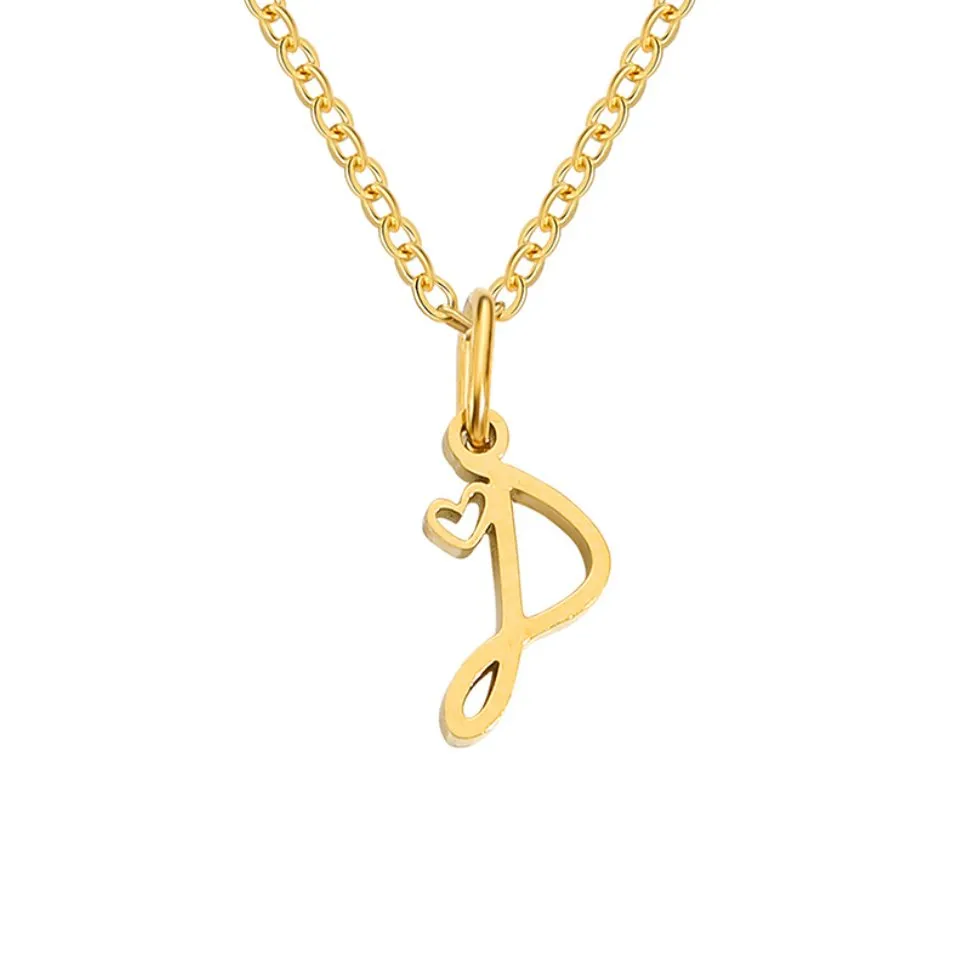 Gold Letter Heart Necklace