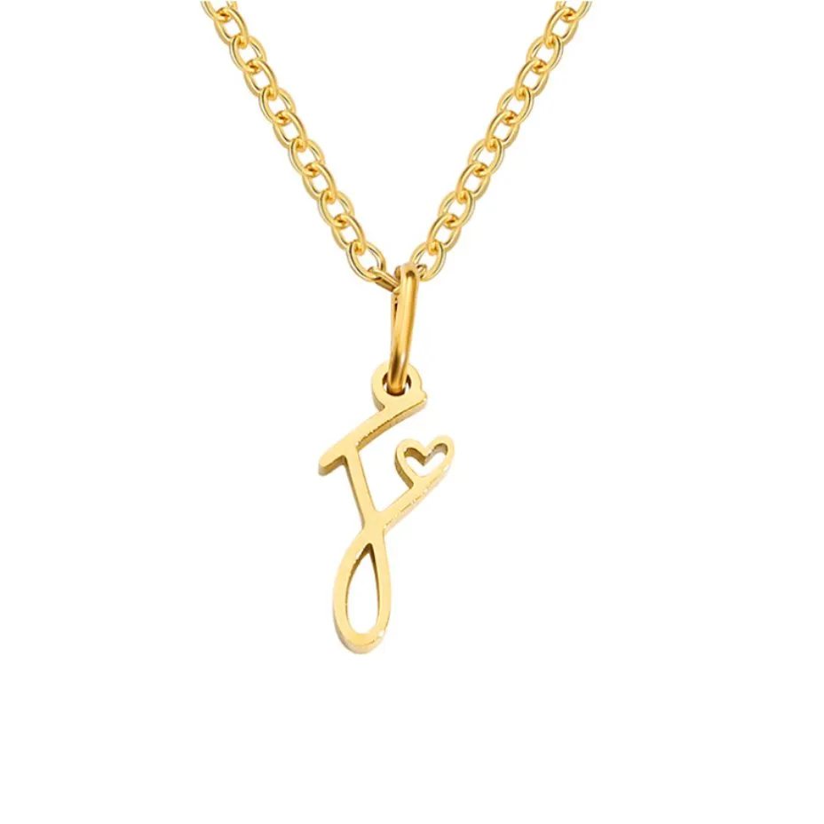 Gold Letter Heart Necklace