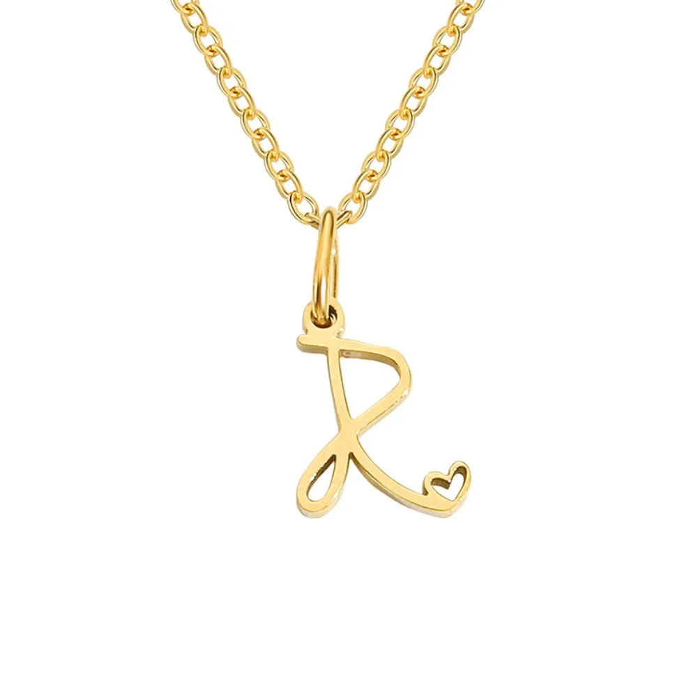 Gold Letter Heart Necklace