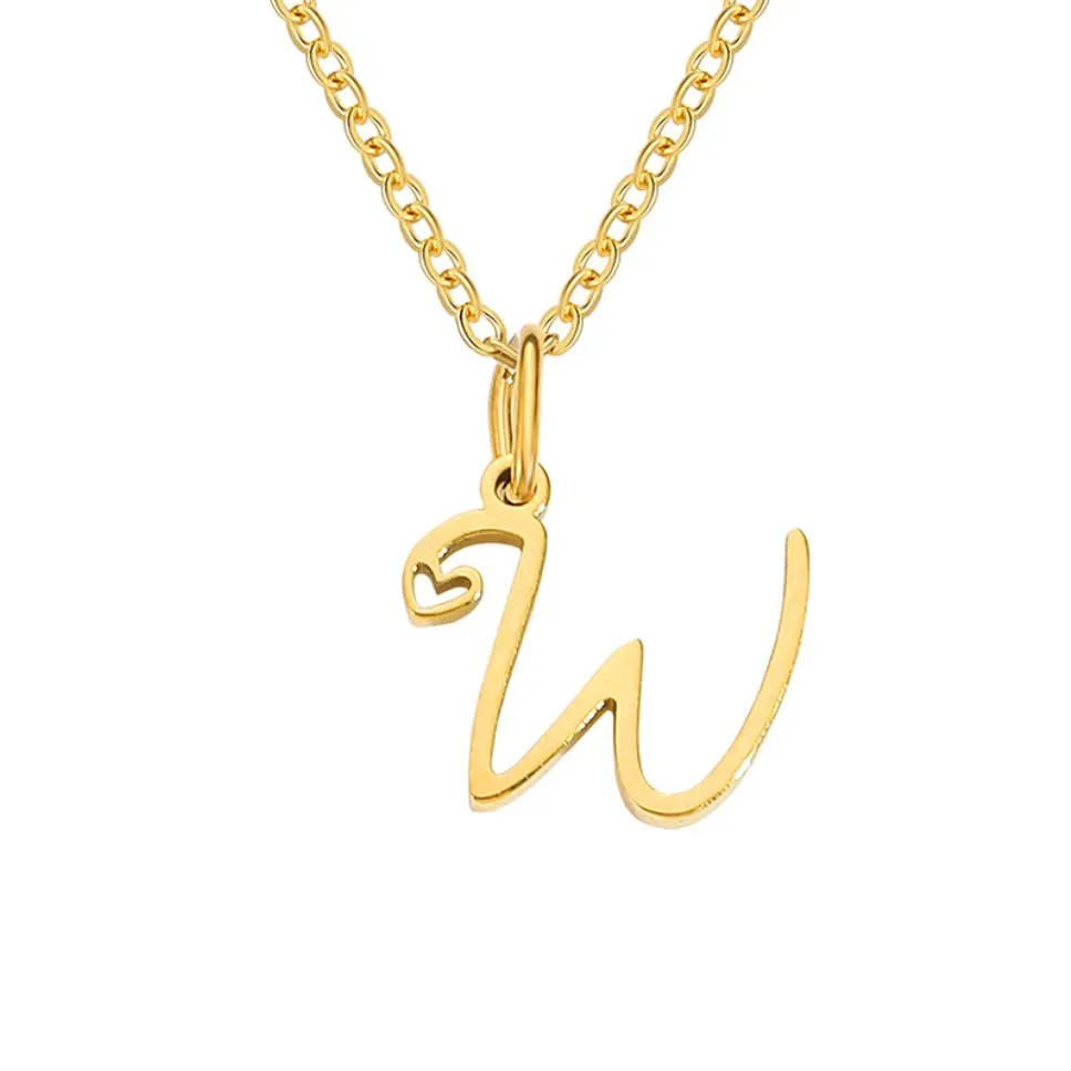 Gold Letter Heart Necklace