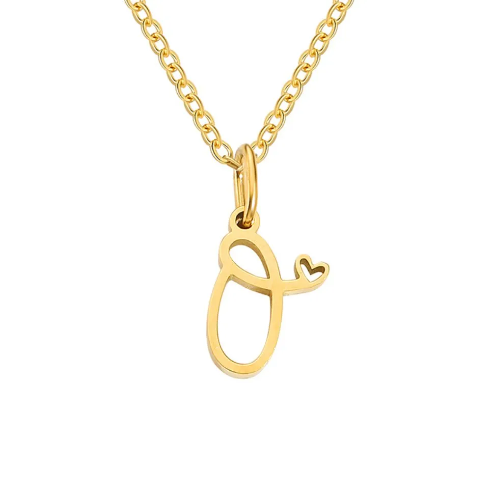 Gold Letter Heart Necklace