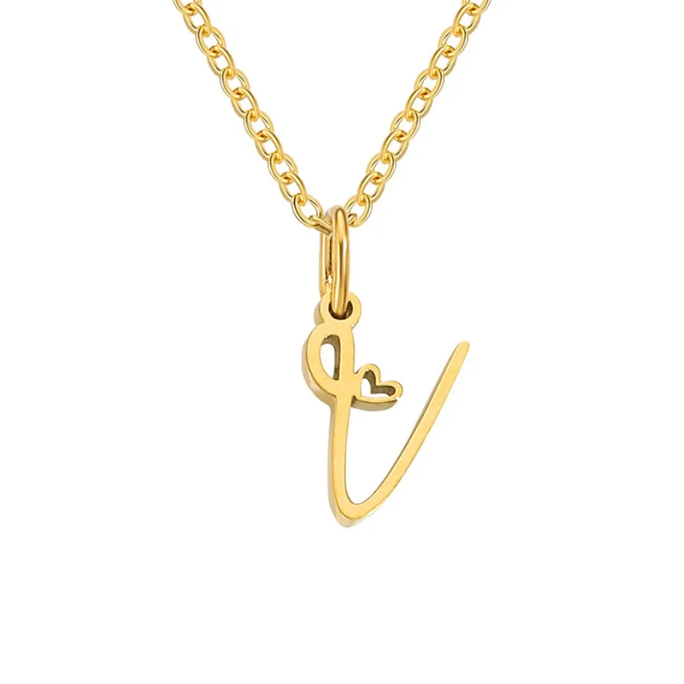 Gold Letter Heart Necklace