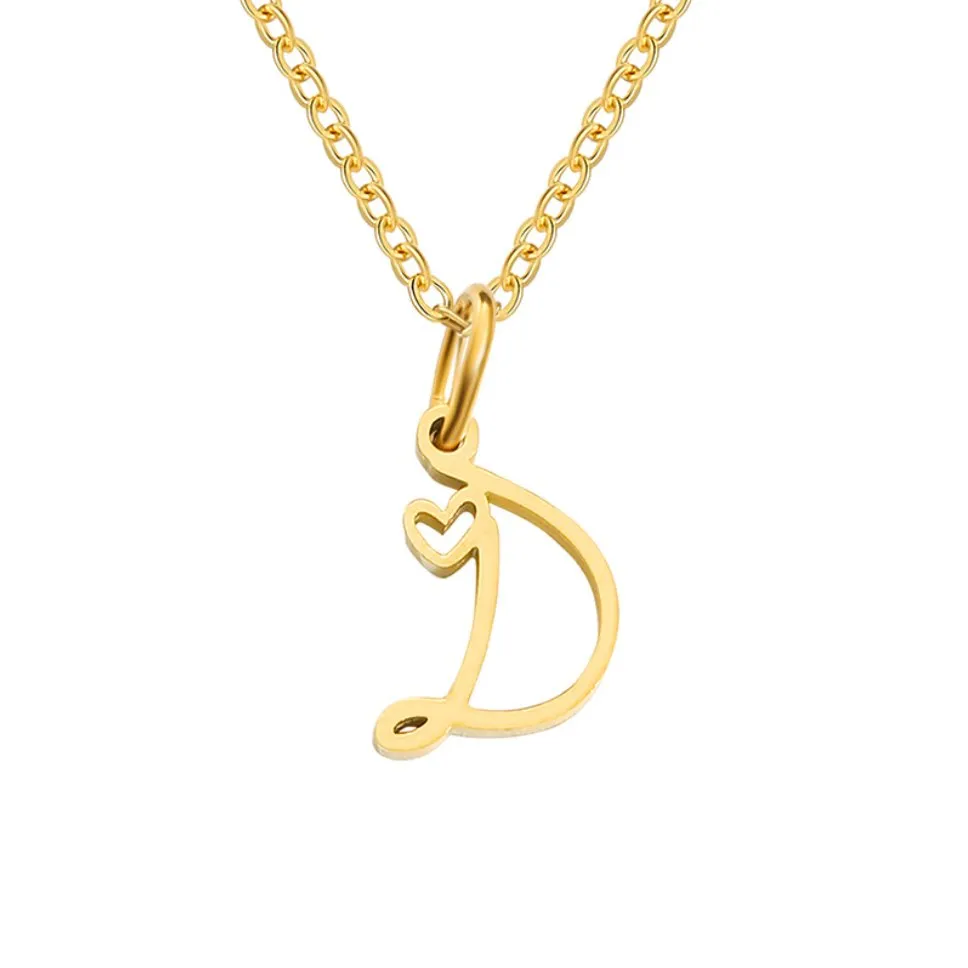 Gold Letter Heart Necklace