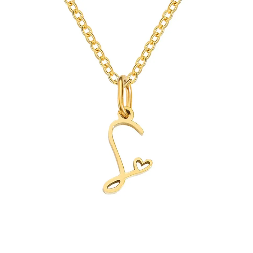 Gold Letter Heart Necklace