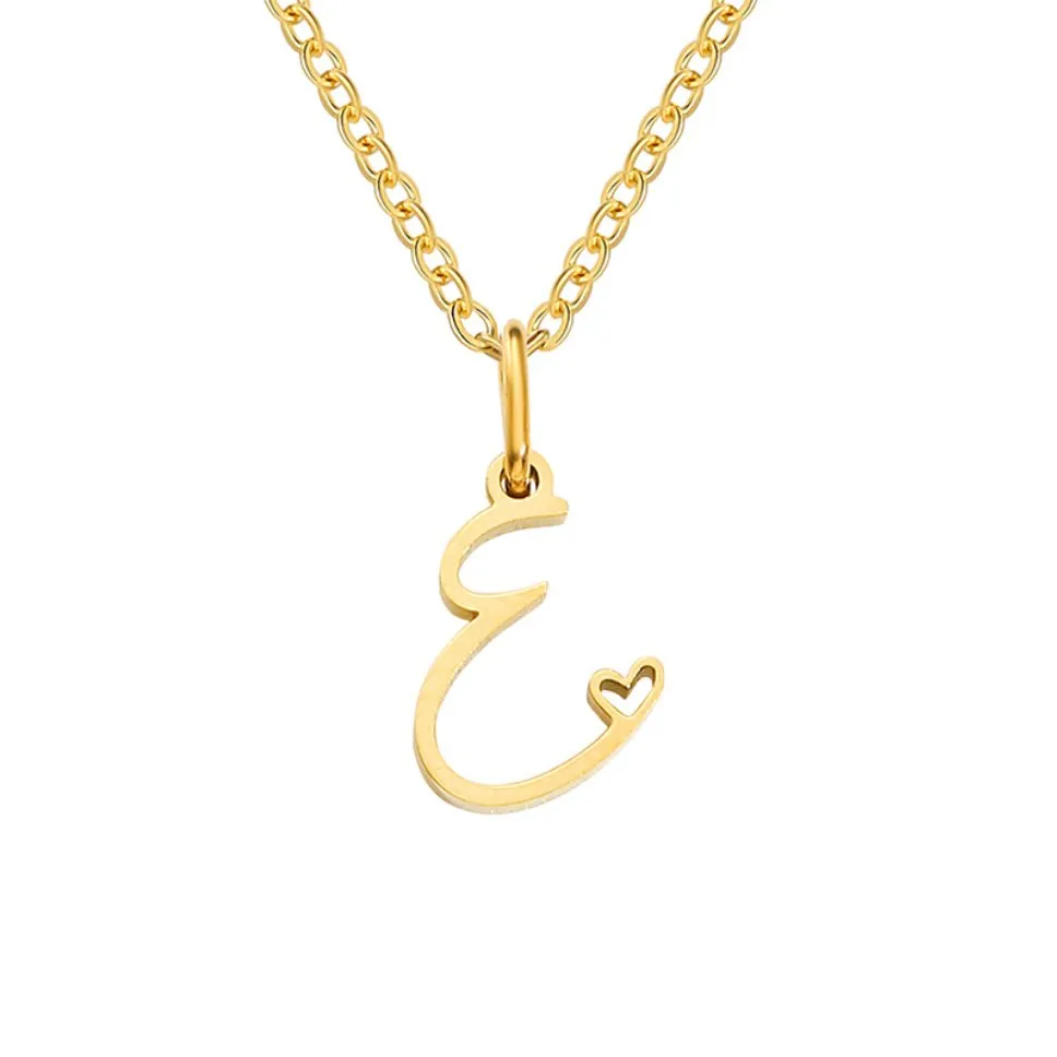 Gold Letter Heart Necklace