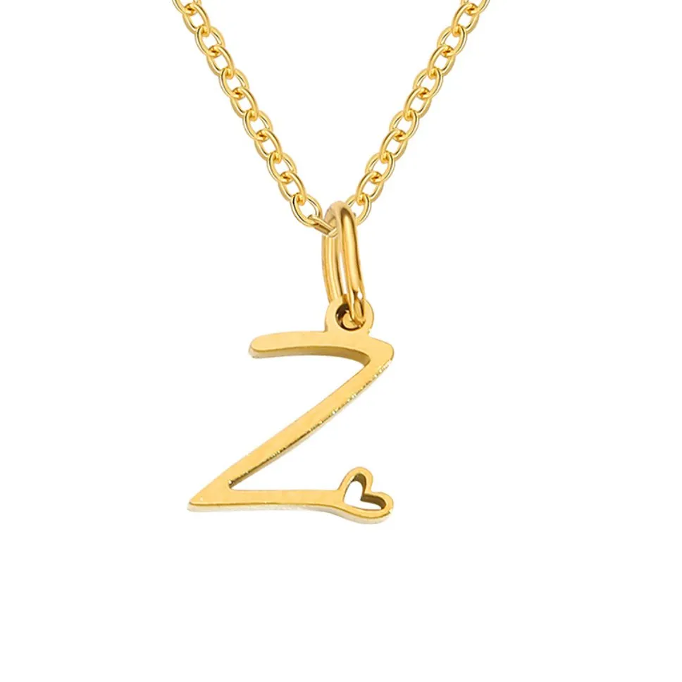 Gold Letter Heart Necklace