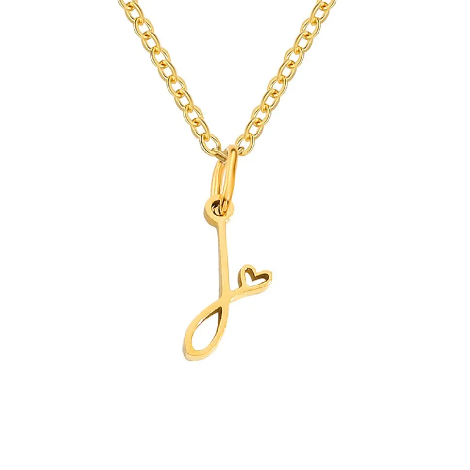 Gold Letter Heart Necklace