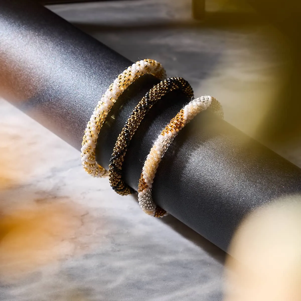 Golden Python | Himalayan Glass Bead Bracelet