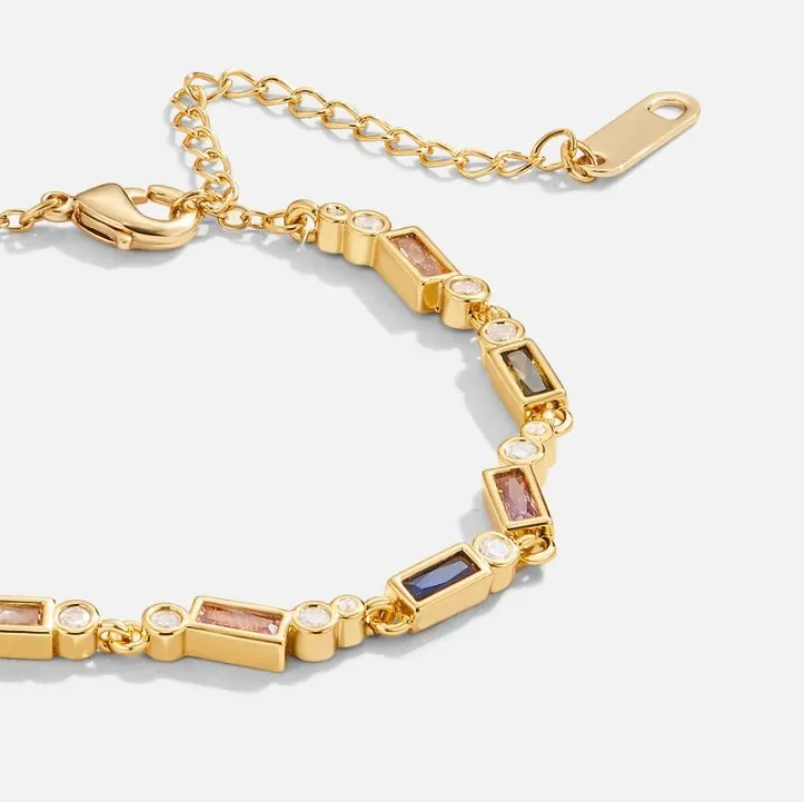 Golden Rainbow Baguette Crystal Bracelet