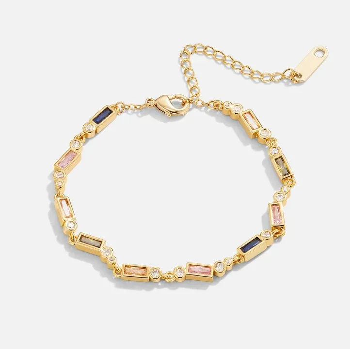 Golden Rainbow Baguette Crystal Bracelet