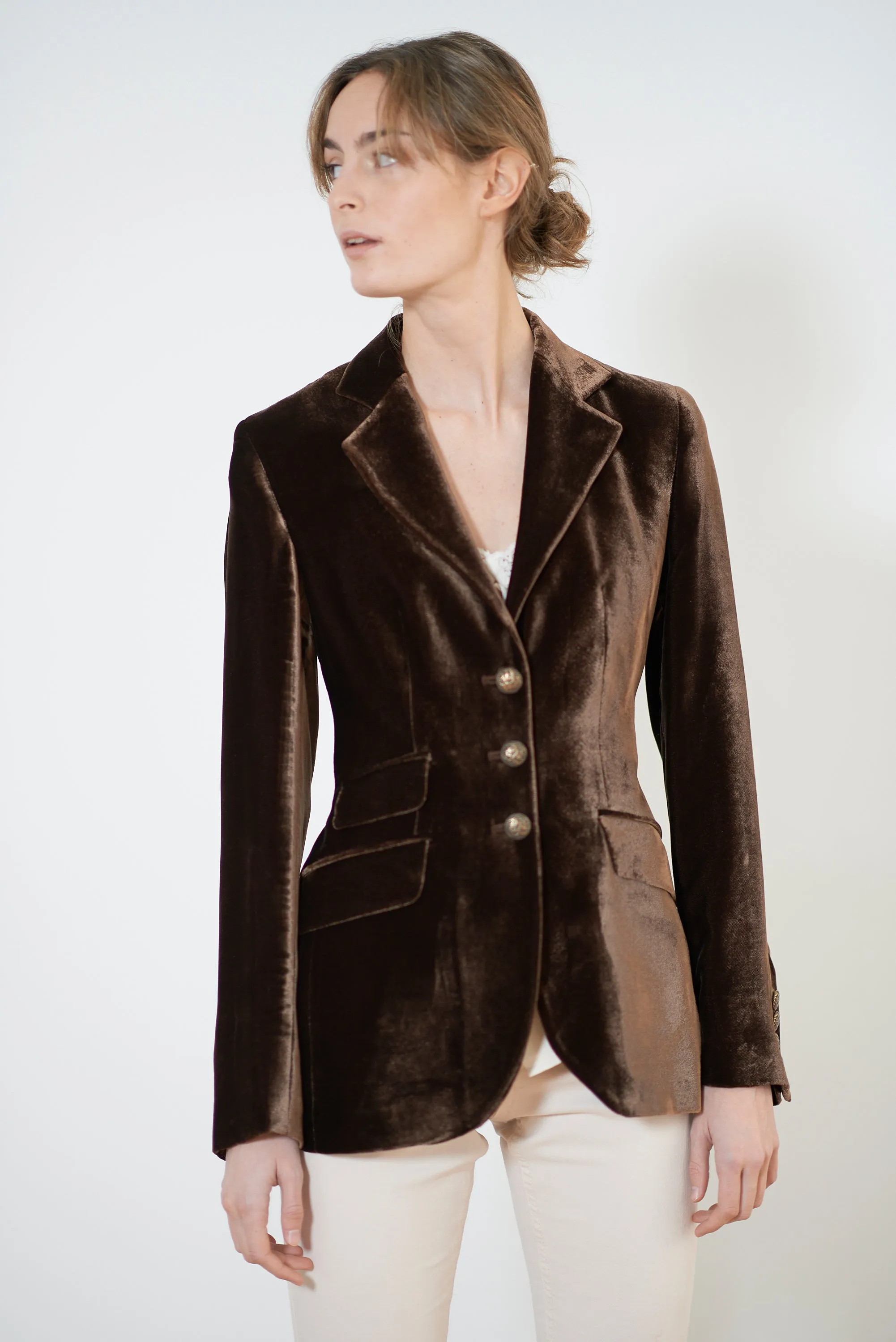 Hacking Velvet Jacket - Brown