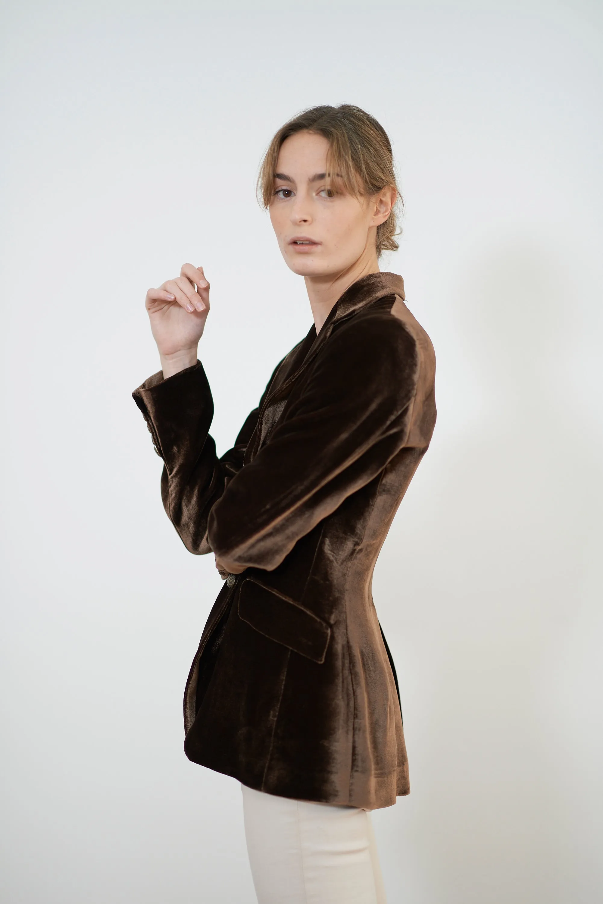 Hacking Velvet Jacket - Brown