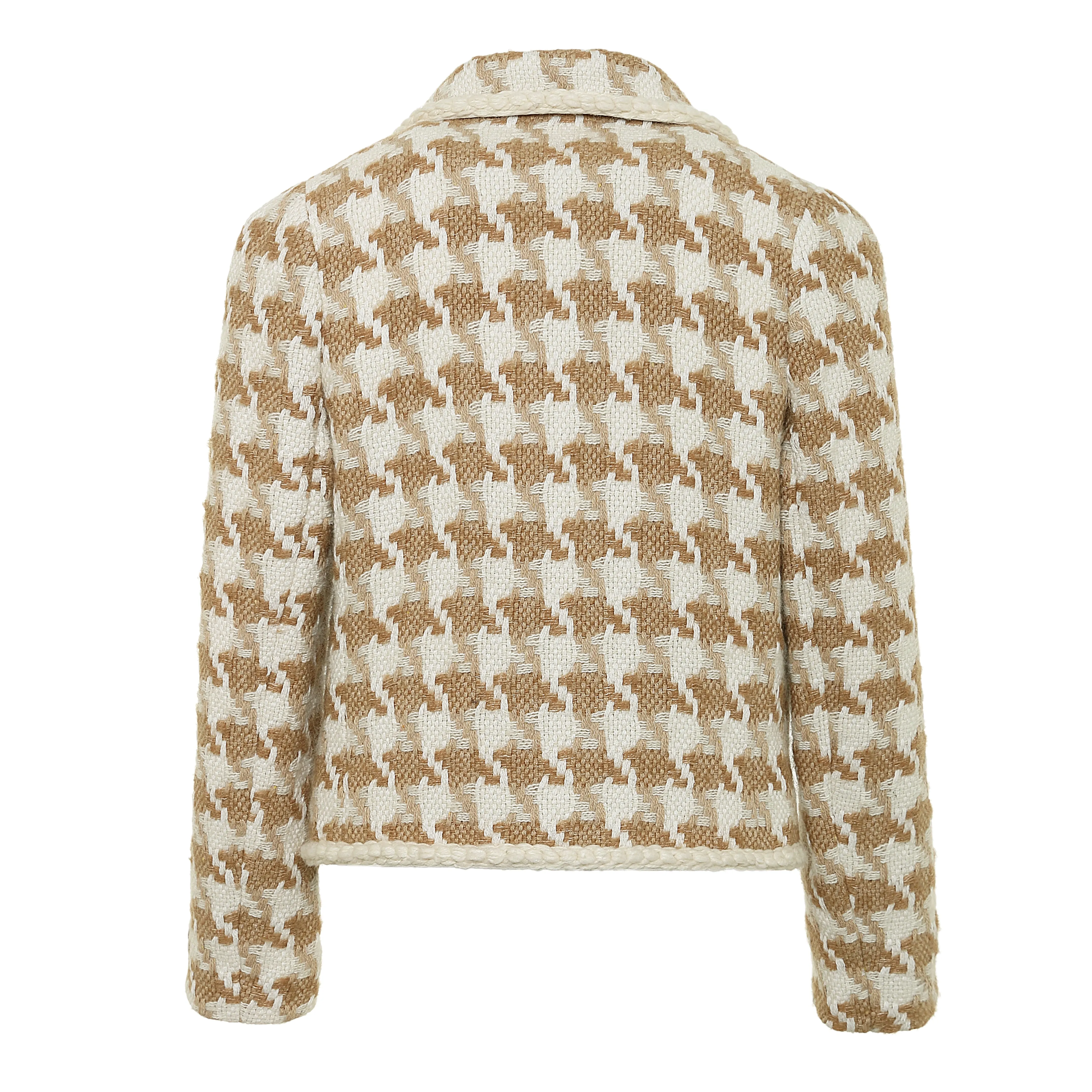 Houndstooth Crop Jacket - Beige