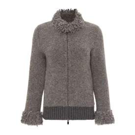 Knit Bomber with Puffer Back - Charcoal