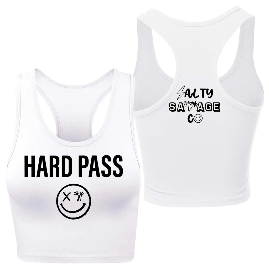 Ladies "HARD PASS" Racerback Crop Tank