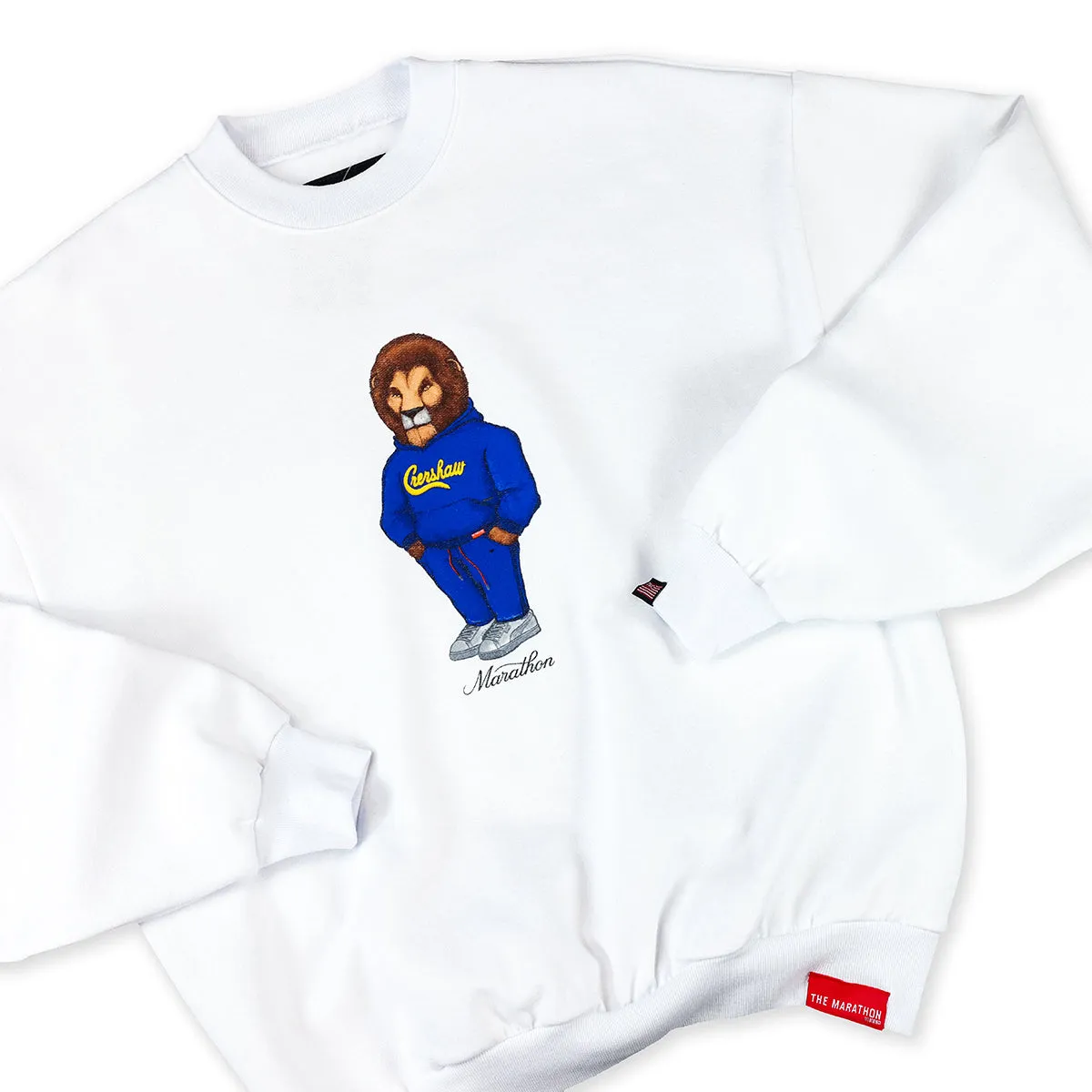 Leo The Marathon Lion (Crenshaw Hoodie) Crewneck - White