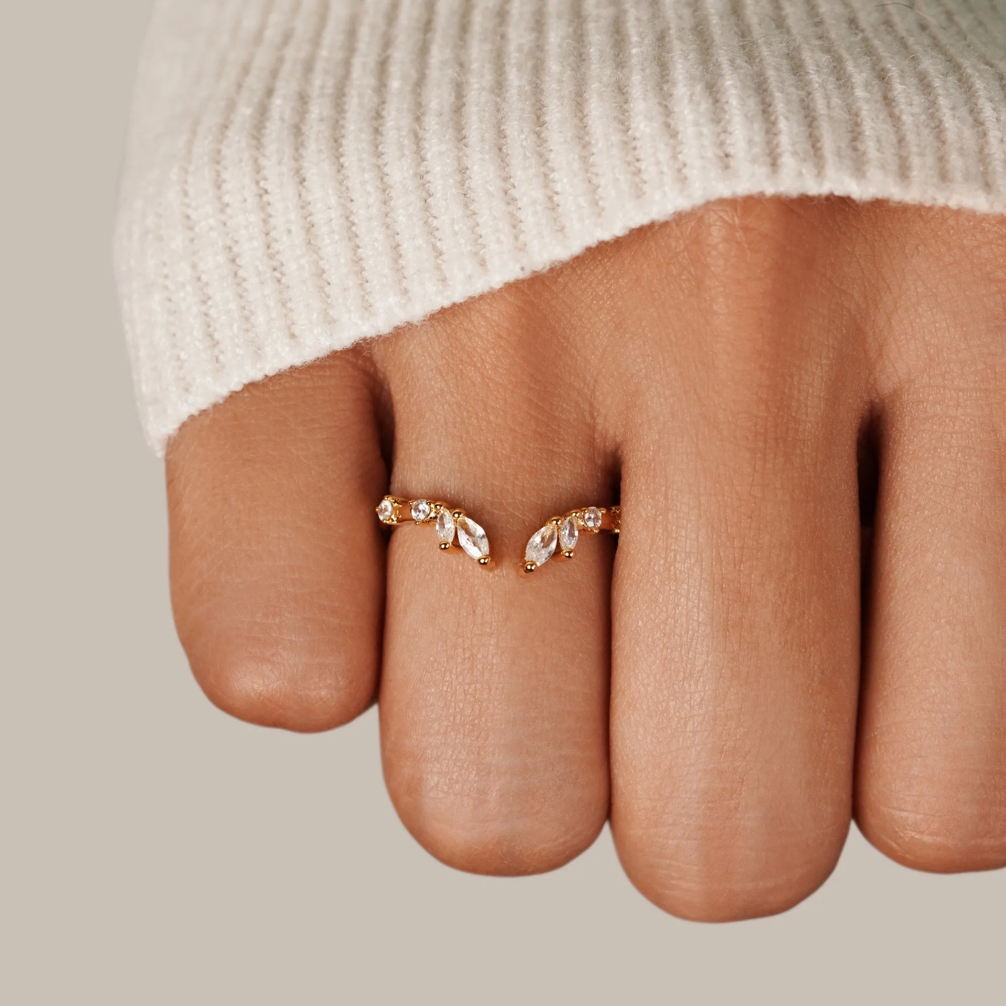 Lily Crystal Gold Vine Ring