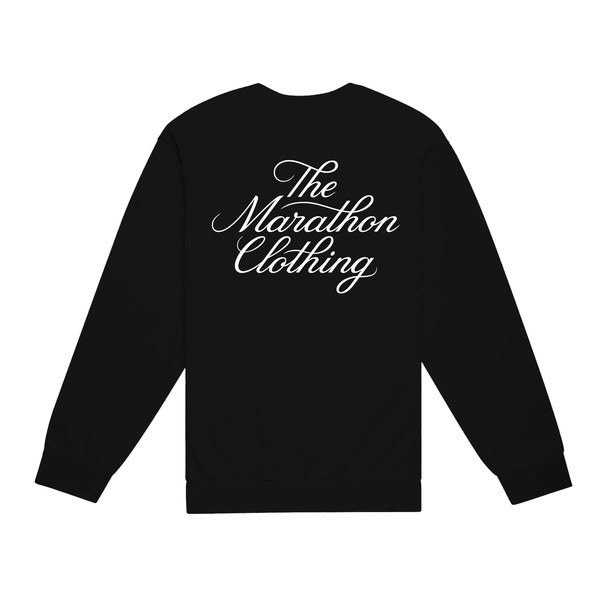 Black/White Marathon 3D Embroidered Stacked Script Crewneck - Enhanced