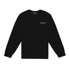 Black/White Marathon 3D Embroidered Stacked Script Crewneck - Enhanced