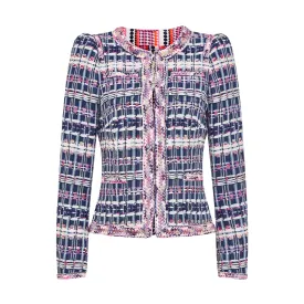 Metallic Tweed Jacket - Pink   Navy