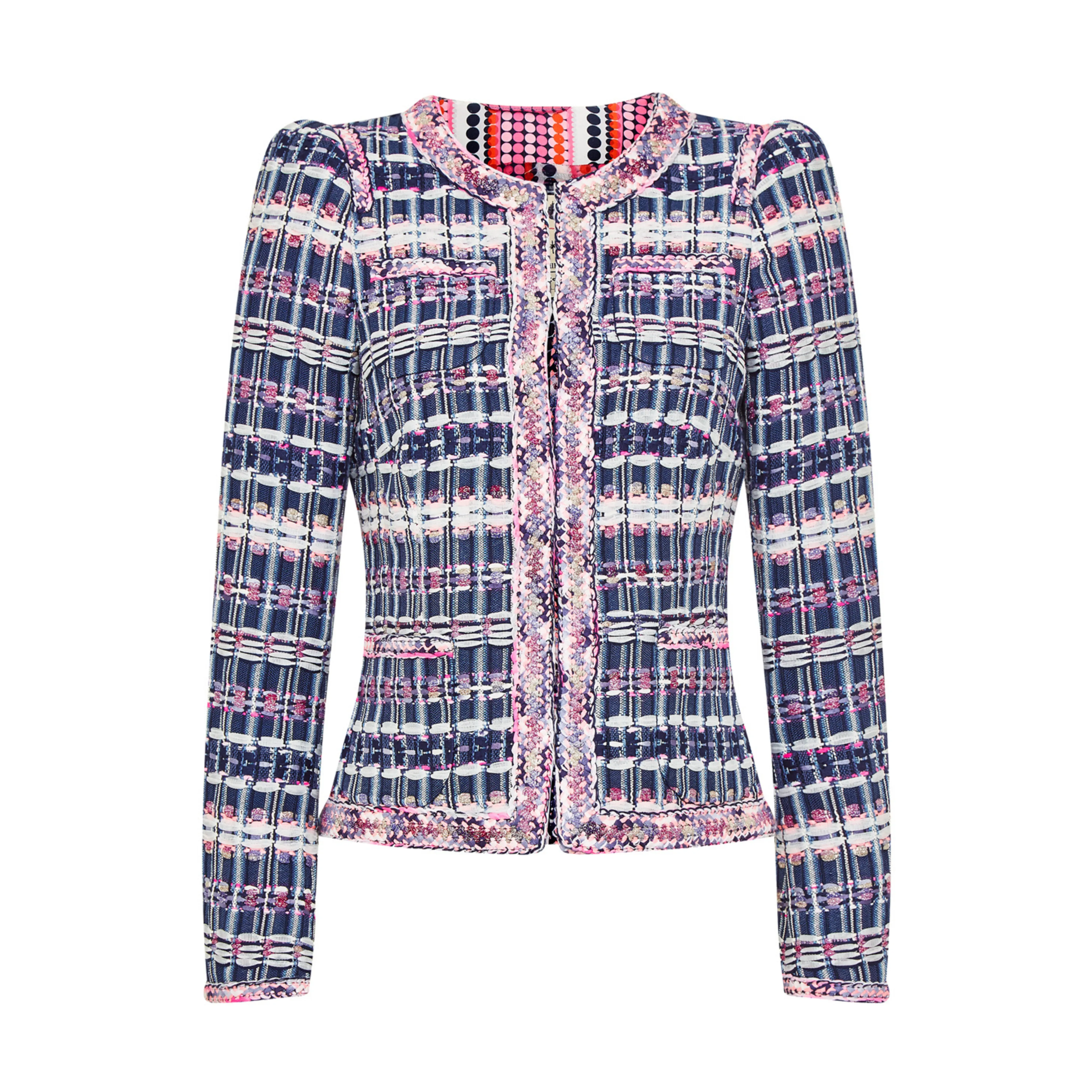 Metallic Tweed Jacket - Pink   Navy