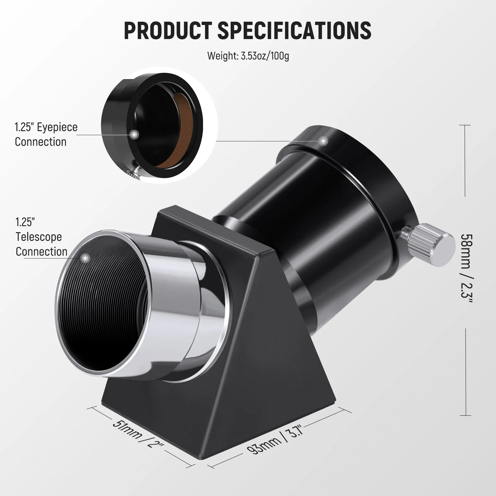 NEEWER LT-T11 1.25" 45 Degree Erect Diagonal