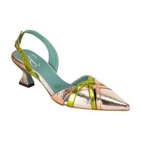 Pandora Metallic Snake Kitten Heel - Pink   Green