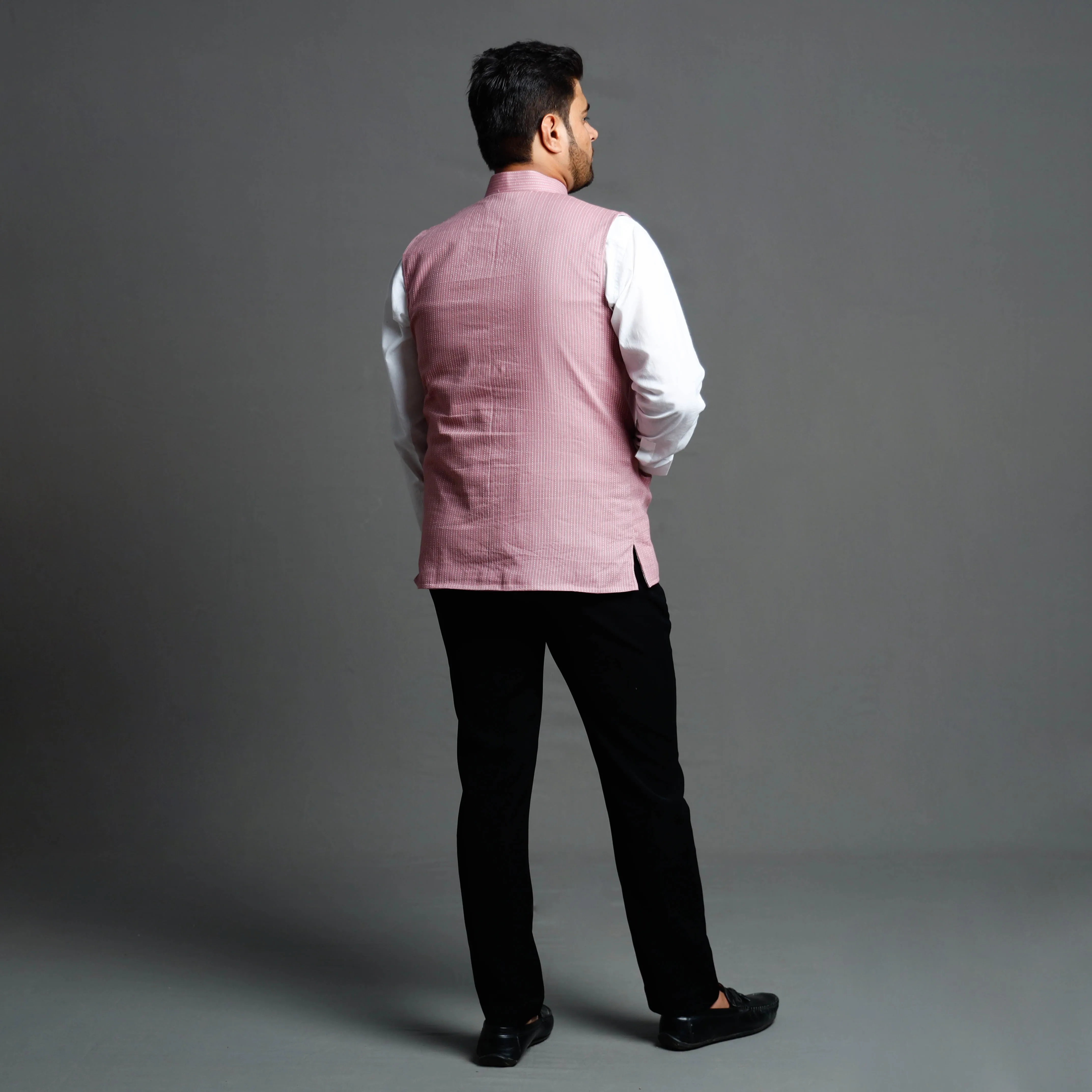 Pastel Purple - Running Stitch Cotton Nehru Jacket