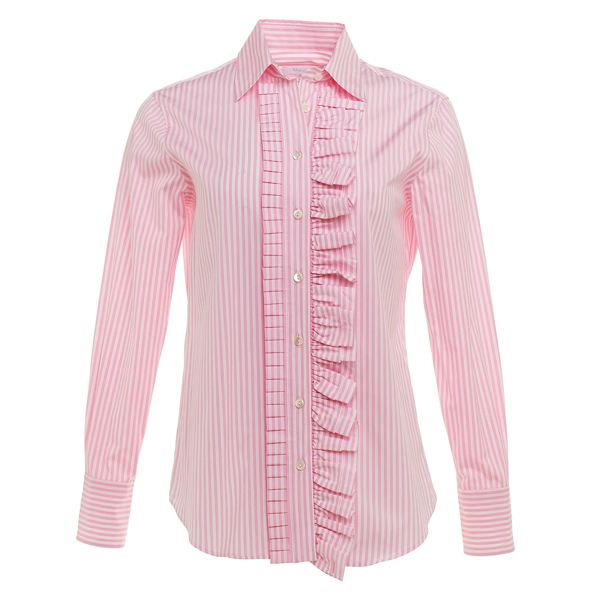 Pink Stripe Ruffle Shirt