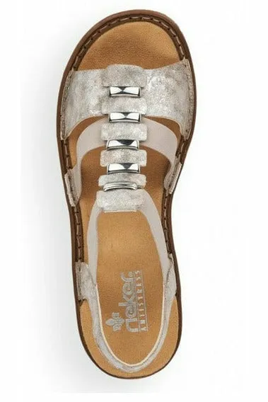 Rieker ladies sandal 62850 90 in metallic