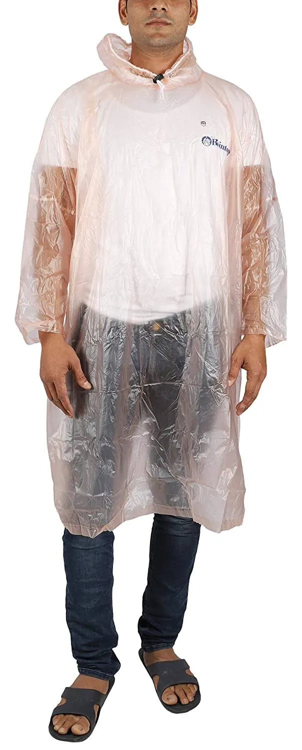 Romano nx PVC Waterproof Reusable Rain Ponchos Raincoat Rainwear Hooded Camping