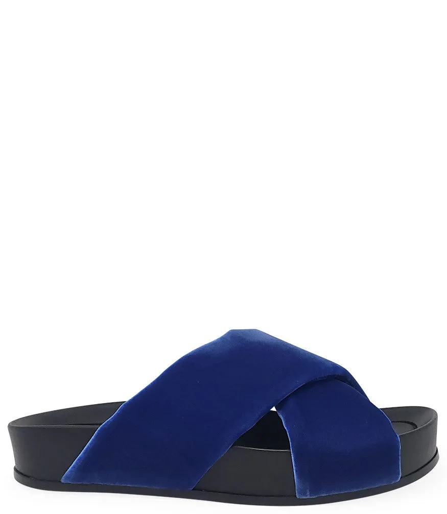 Royal Blue Criss Cross Velvet Sandal