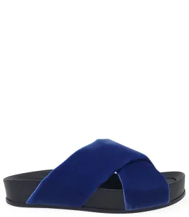 Royal Blue Criss Cross Velvet Sandal