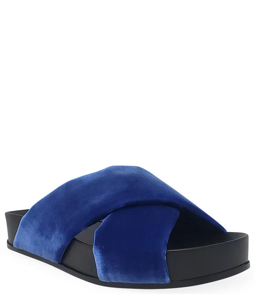 Royal Blue Criss Cross Velvet Sandal