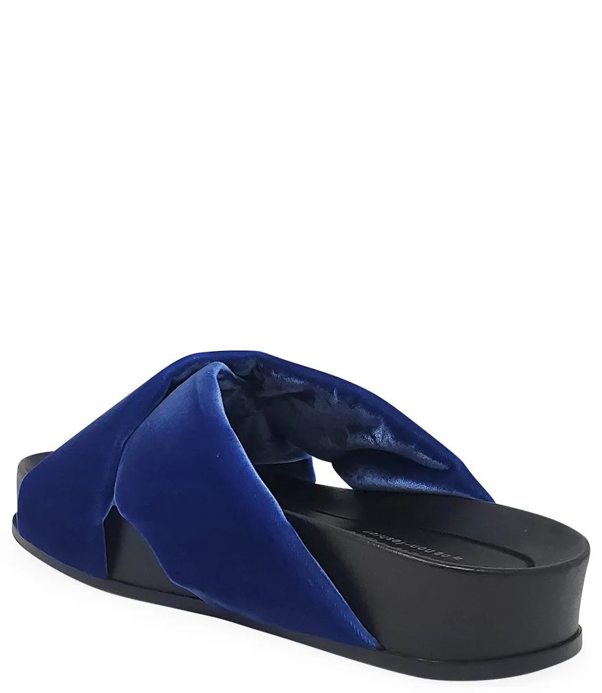 Royal Blue Criss Cross Velvet Sandal