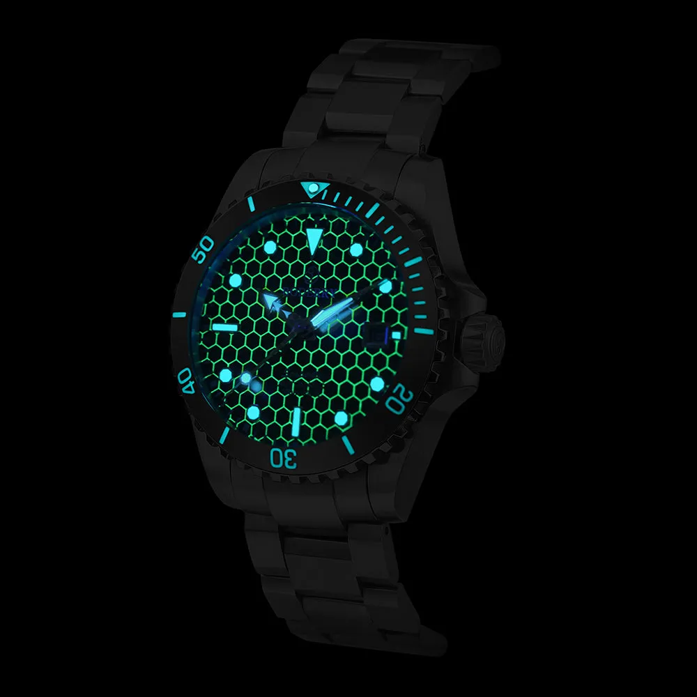 SEATURTLE.OCEAN(TITANIUM) - Automatic Titanium Diver Watch | Sea Blue/Ti-bracelet