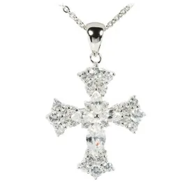 Sterling Silver Clear CZ Cross Pendant (Chain Sold Separately)