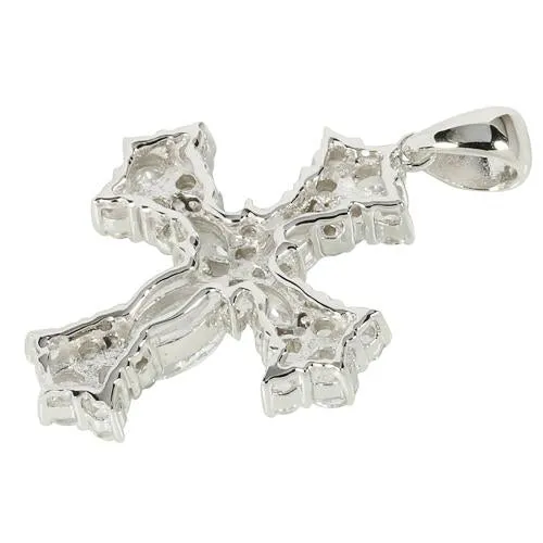 Sterling Silver Clear CZ Cross Pendant (Chain Sold Separately)