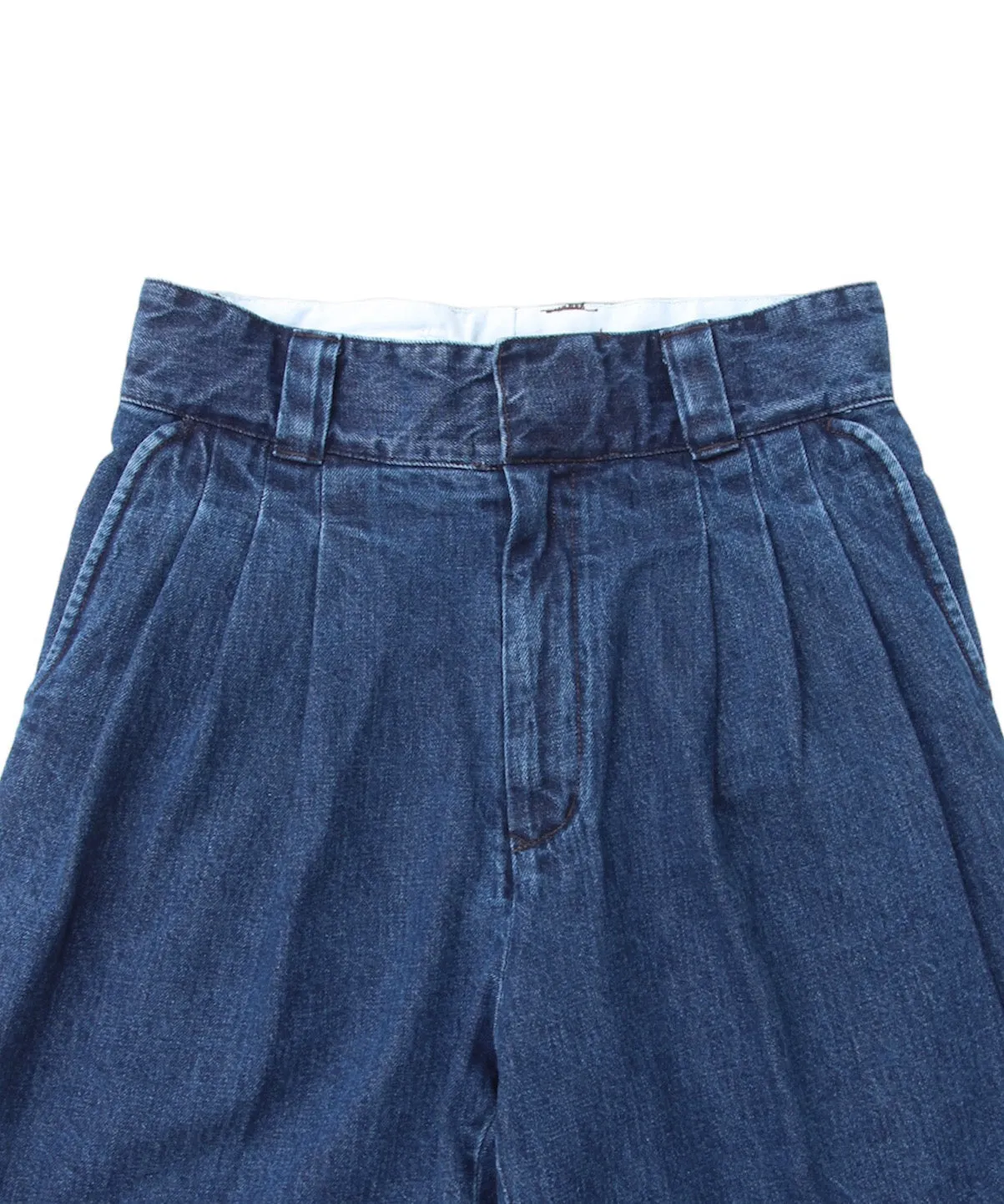 Three-tuck Wide Shorts "INDIGO"