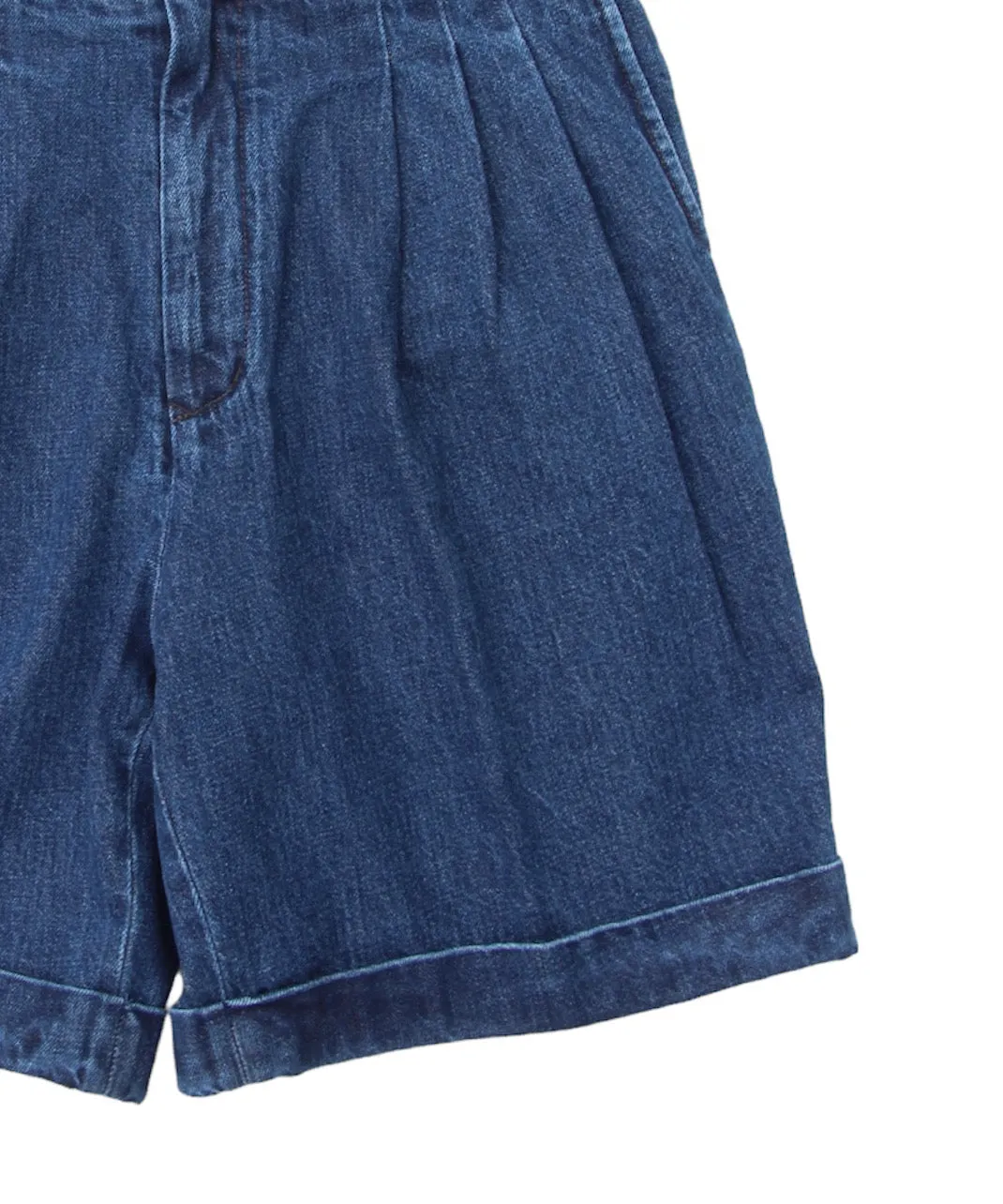 Three-tuck Wide Shorts "INDIGO"