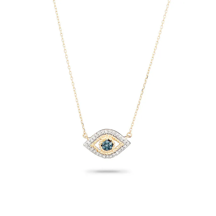 Tiny Pavé Evil Eye Necklace