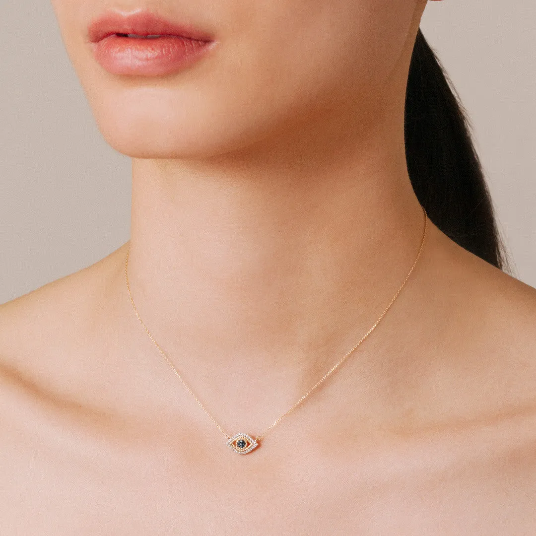 Tiny Pavé Evil Eye Necklace