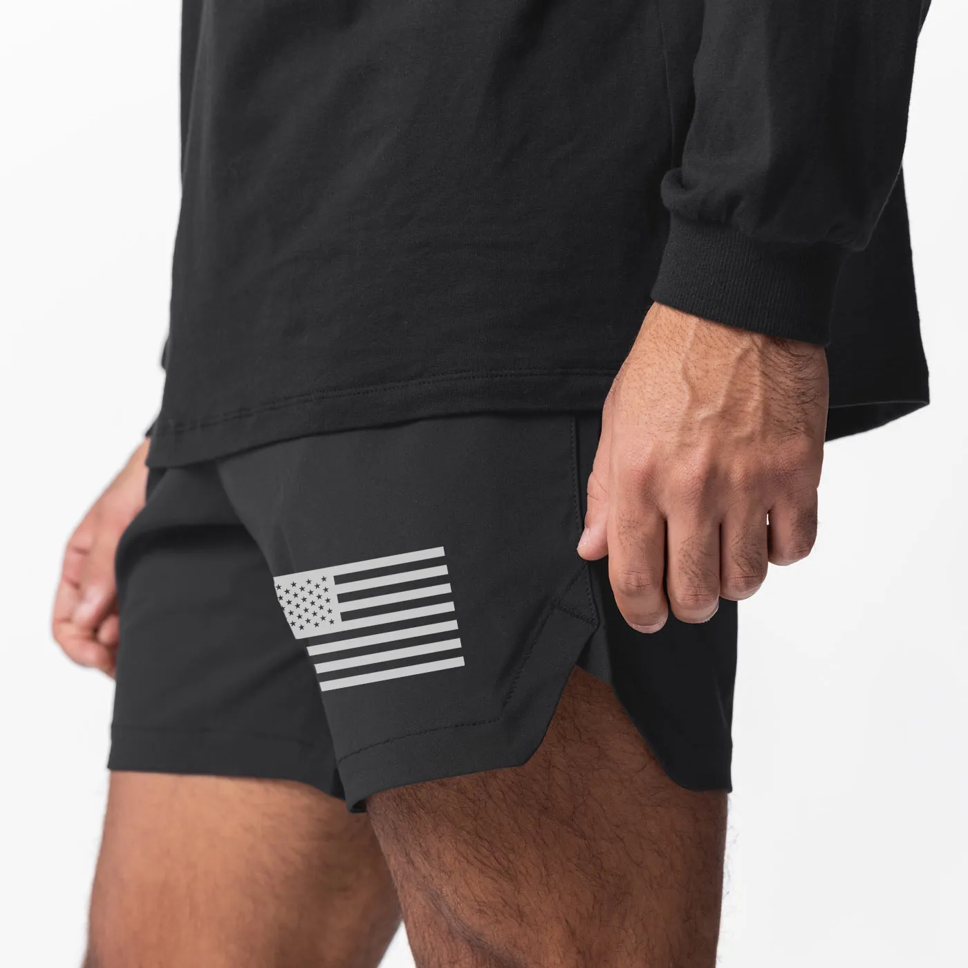 USA FLAG QUICKDRY 5'' INSEAM RUNNING SHORTS