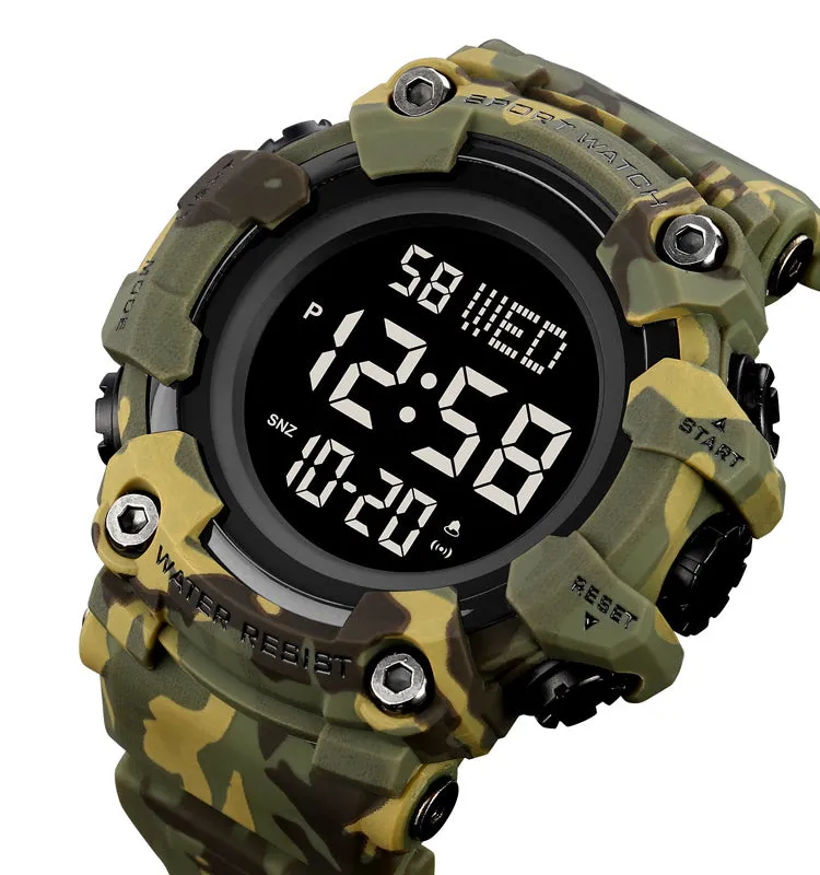 V2A Men Big and Bold Digital Sports Watch with Dual Time Stopwatch Countown Timer 5 ATM Waterproof Digital Sports Watch for Men